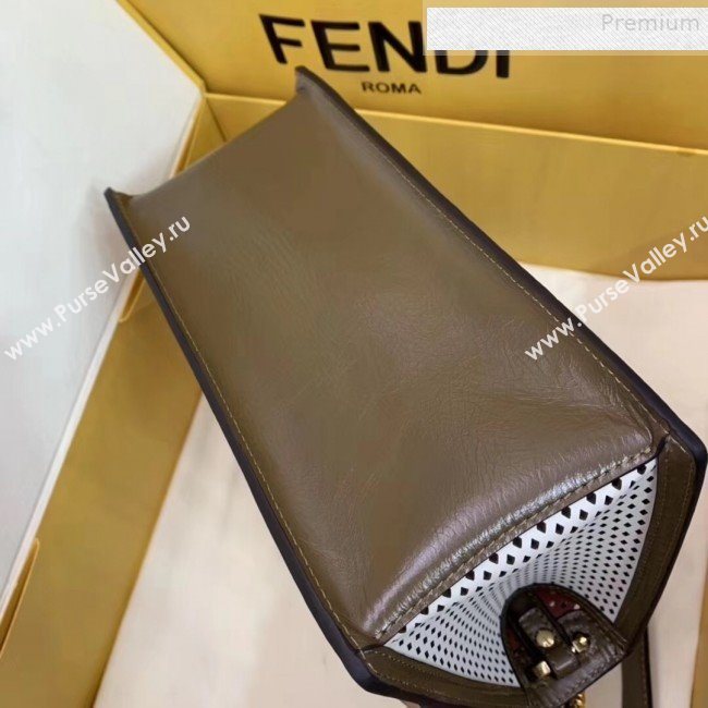 Fendi Kan U Medium Embossed Corners Perforated Leather Flap Bag White 2019 (AFEI-9081422)