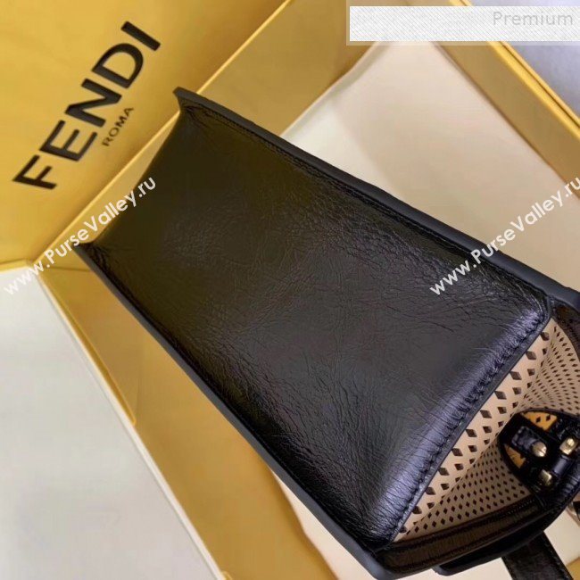 Fendi Kan U Medium Embossed Corners Perforated Leather Flap Bag Khaki 2019 (AFEI-9081423)