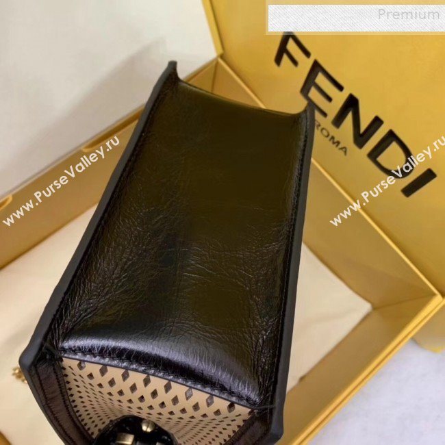 Fendi Kan U Small Embossed Corners Perforated Leather Flap Bag Khaki 2019 (AFEI-9081421)