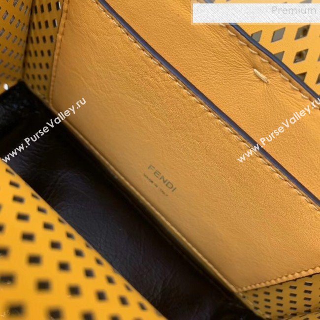 Fendi Kan U Small Embossed Corners Perforated Leather Flap Bag Khaki 2019 (AFEI-9081421)
