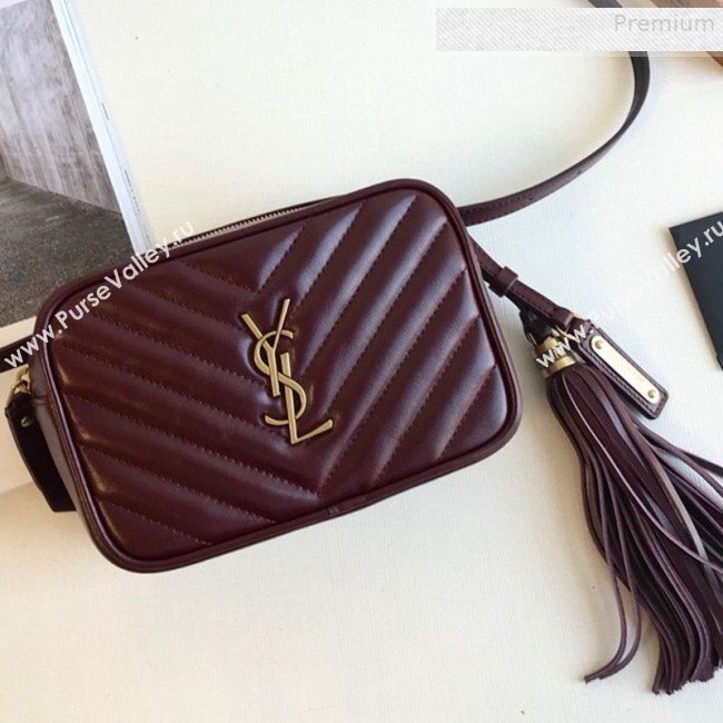 Saint Laurent Lou Belt Bag in Matelasse Leather 534817 Burgundy 2019 (KTS-9081503)