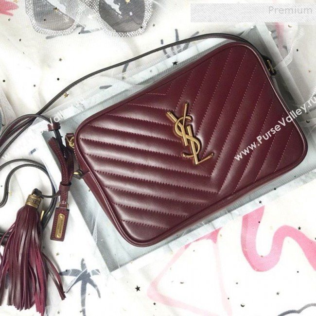 Saint Laurent Lou Camera Shoulder Bag in Quilted Leather 520534 Burgundy 2018 (KTS-9081507)