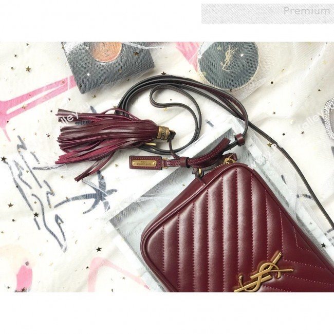 Saint Laurent Lou Camera Shoulder Bag in Quilted Leather 520534 Burgundy 2018 (KTS-9081507)