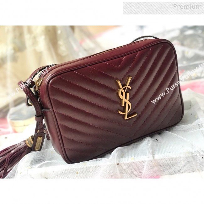 Saint Laurent Lou Camera Shoulder Bag in Quilted Leather 520534 Burgundy 2018 (KTS-9081507)