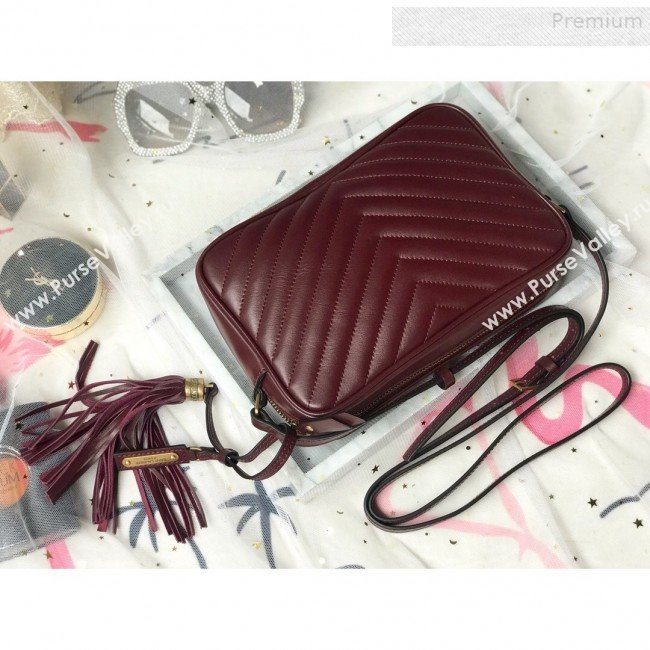 Saint Laurent Lou Camera Shoulder Bag in Quilted Leather 520534 Burgundy 2018 (KTS-9081507)