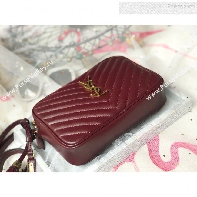 Saint Laurent Lou Camera Shoulder Bag in Quilted Leather 520534 Burgundy 2018 (KTS-9081507)