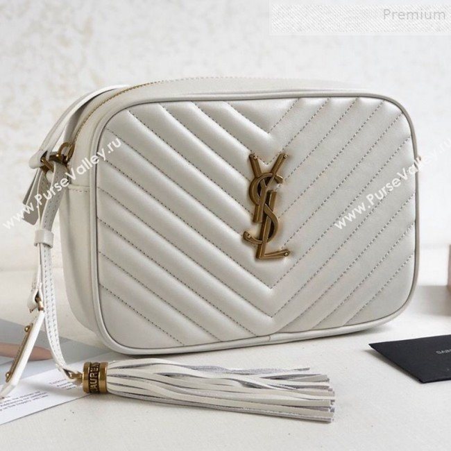 Saint Laurent Lou Camera Shoulder Bag in Quilted Leather 520534 White 2018 (KTS-9081510)