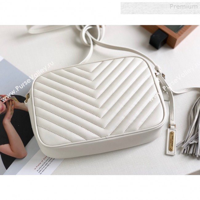 Saint Laurent Lou Camera Shoulder Bag in Quilted Leather 520534 White 2018 (KTS-9081510)