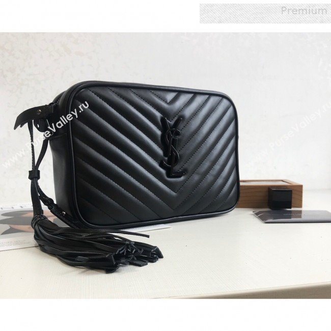 Saint Laurent Lou Camera Shoulder Bag in Quilted Leather 520534 All Black  2018 (KTS-9081505)