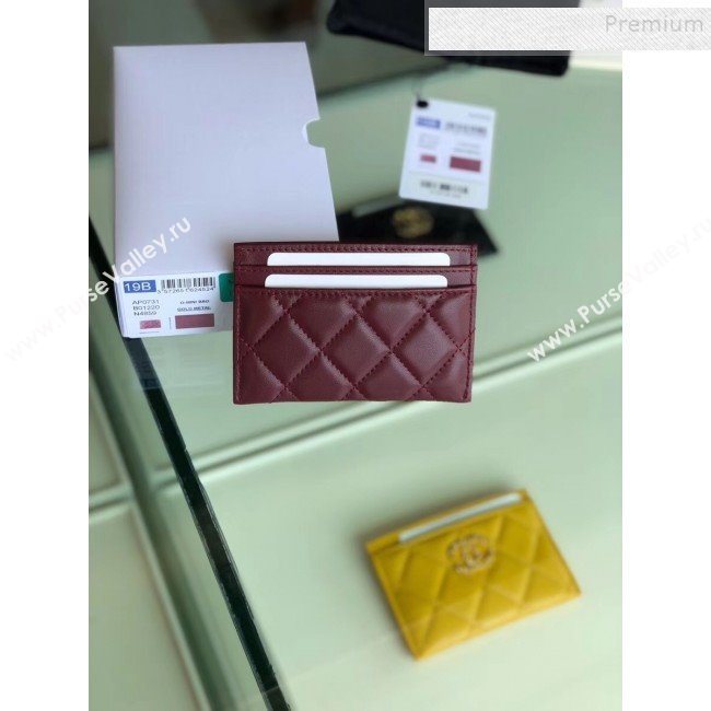 Chanel Quilted Lambskin Chain CC Card Holder AP0731 Burgundy 2019 (SHANS-9101850)