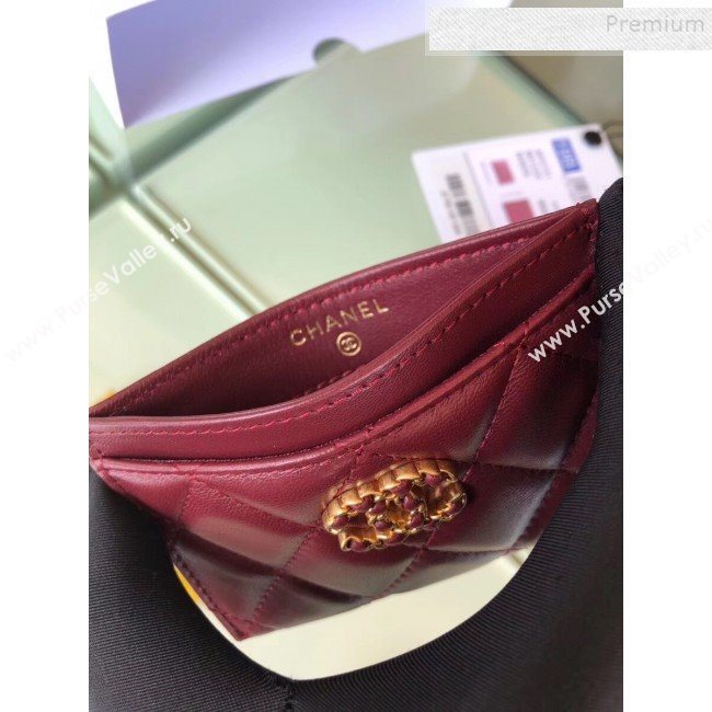 Chanel Quilted Lambskin Chain CC Card Holder AP0731 Burgundy 2019 (SHANS-9101850)