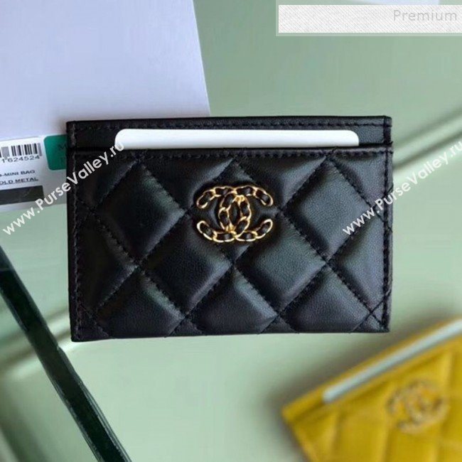 Chanel Quilted Lambskin Chain CC Card Holder AP0731 Black 2019 (SHANS-9101851)