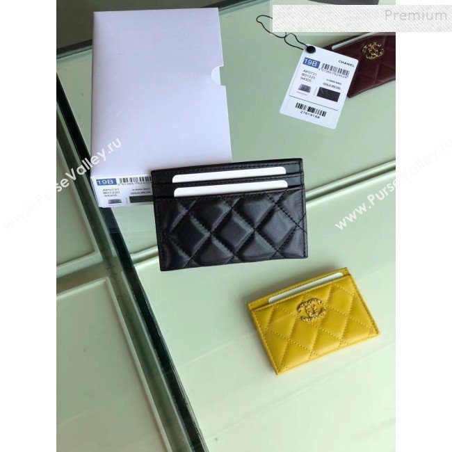 Chanel Quilted Lambskin Chain CC Card Holder AP0731 Black 2019 (SHANS-9101851)