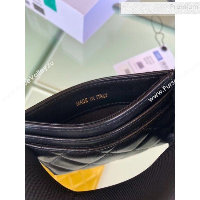 Chanel Quilted Lambskin Chain CC Card Holder AP0731 Black 2019 (SHANS-9101851)