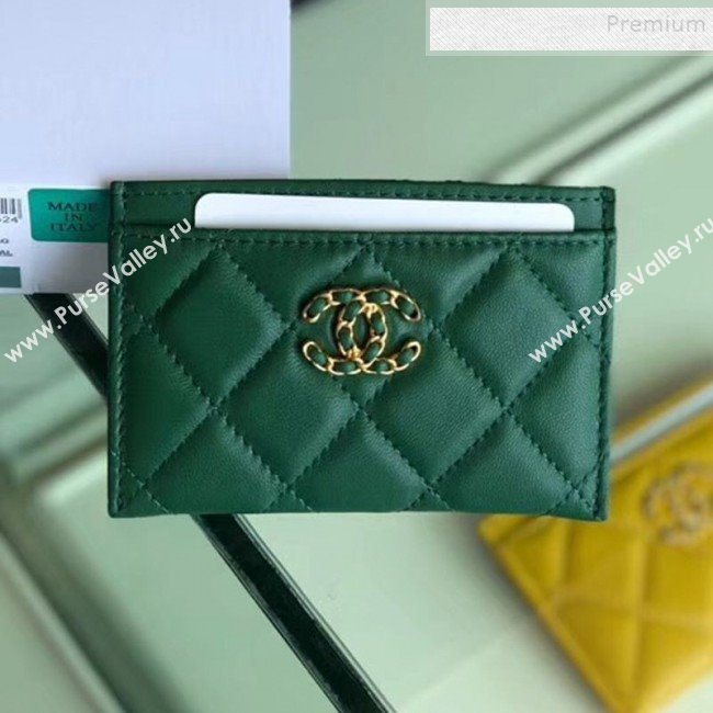 Chanel Quilted Lambskin Chain CC Card Holder AP0731 Green 2019 (SHANS-9101852)