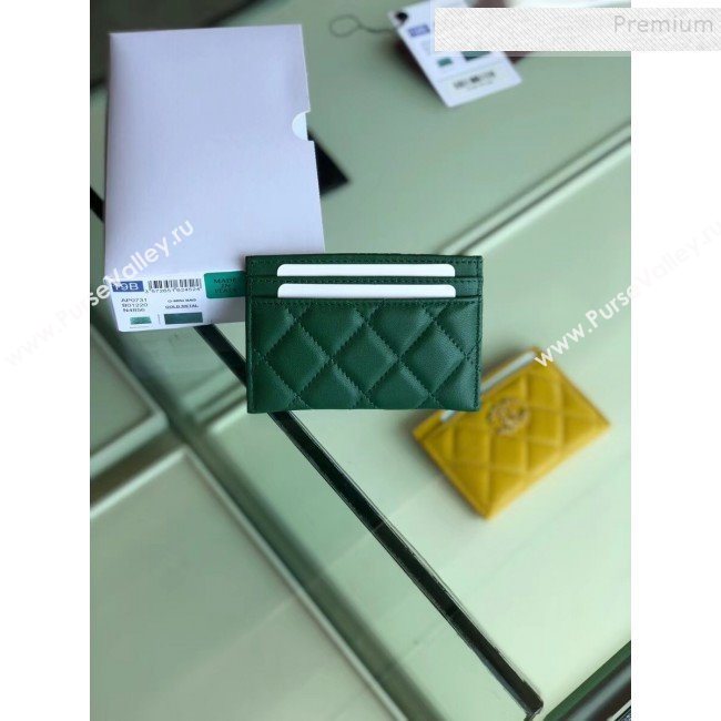Chanel Quilted Lambskin Chain CC Card Holder AP0731 Green 2019 (SHANS-9101852)