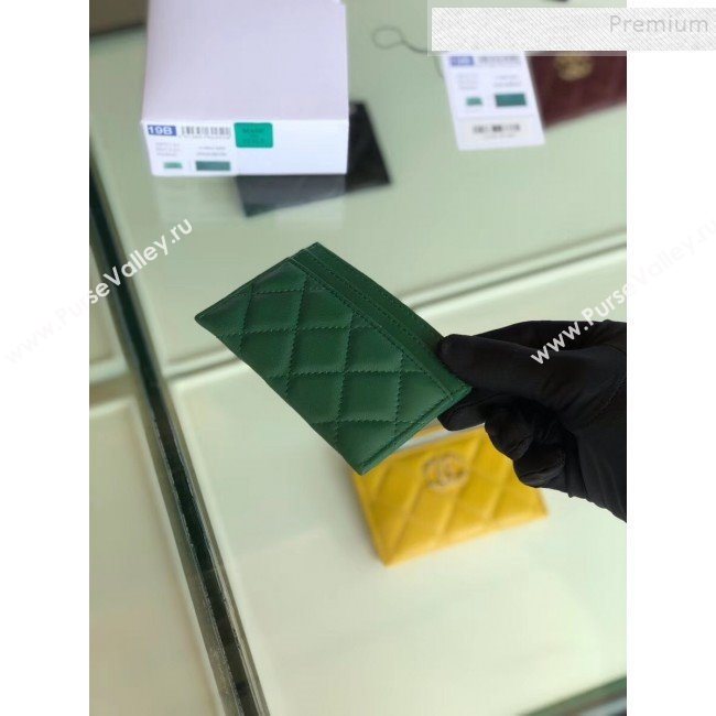 Chanel Quilted Lambskin Chain CC Card Holder AP0731 Green 2019 (SHANS-9101852)