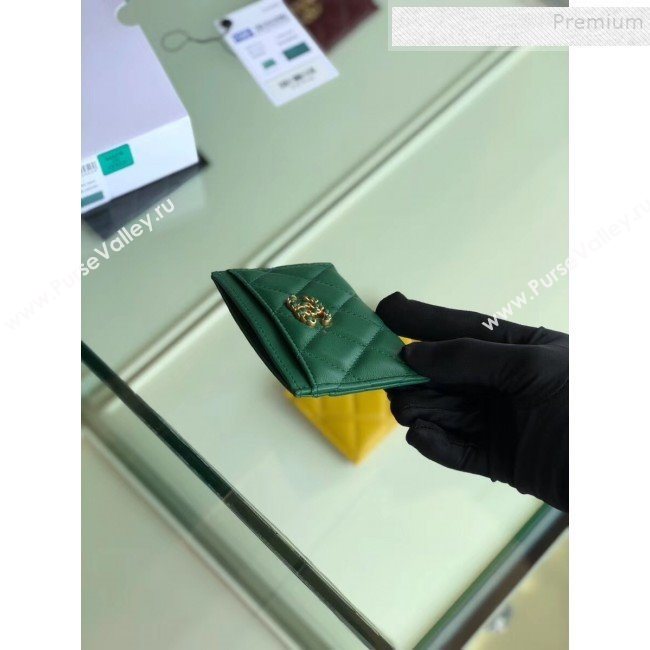 Chanel Quilted Lambskin Chain CC Card Holder AP0731 Green 2019 (SHANS-9101852)