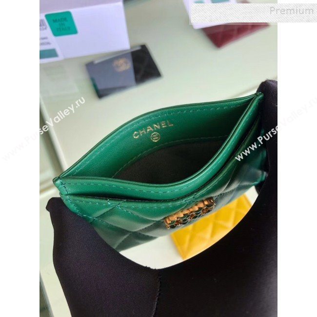 Chanel Quilted Lambskin Chain CC Card Holder AP0731 Green 2019 (SHANS-9101852)