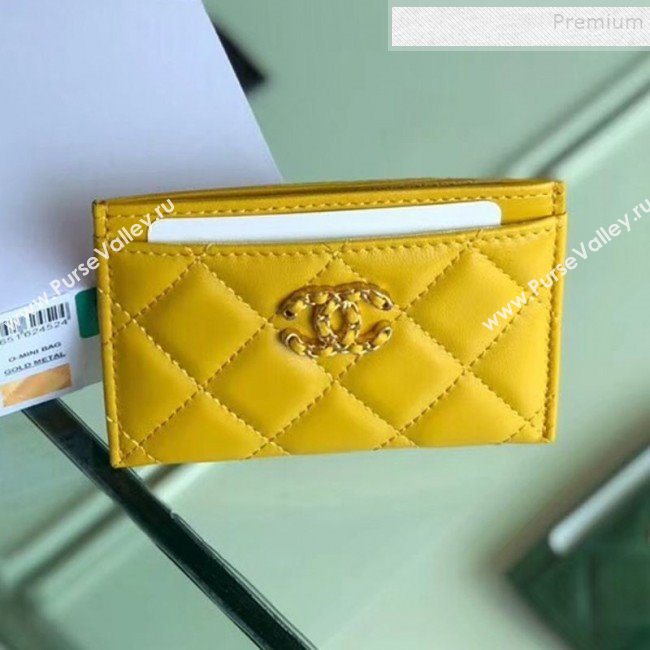 Chanel Quilted Lambskin Chain CC Card Holder AP0731 Yellow 2019 (SHANS-9101853)