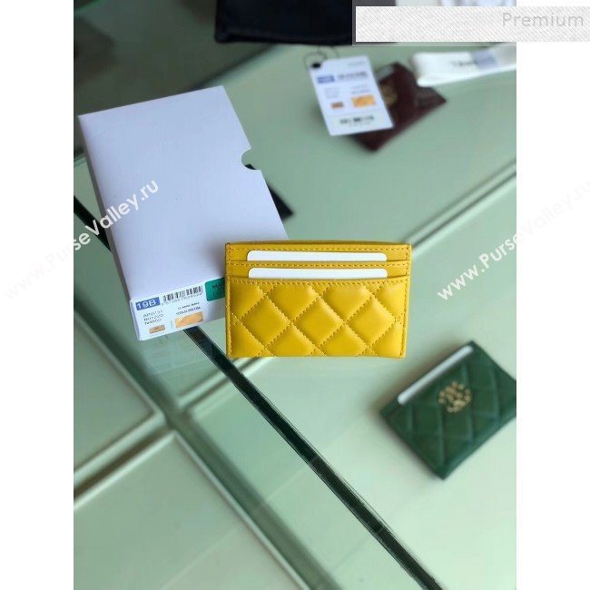 Chanel Quilted Lambskin Chain CC Card Holder AP0731 Yellow 2019 (SHANS-9101853)