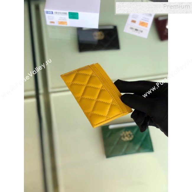 Chanel Quilted Lambskin Chain CC Card Holder AP0731 Yellow 2019 (SHANS-9101853)