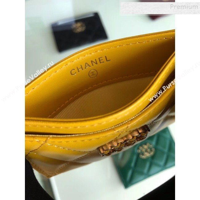 Chanel Quilted Lambskin Chain CC Card Holder AP0731 Yellow 2019 (SHANS-9101853)