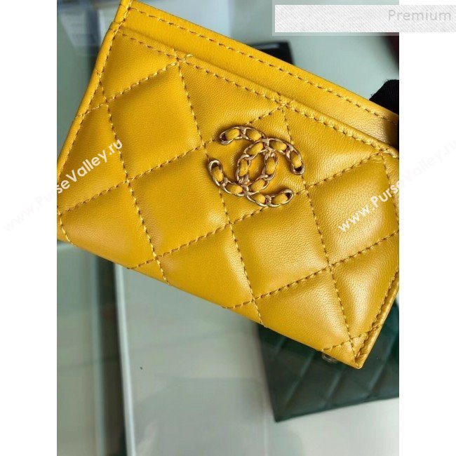 Chanel Quilted Lambskin Chain CC Card Holder AP0731 Yellow 2019 (SHANS-9101853)