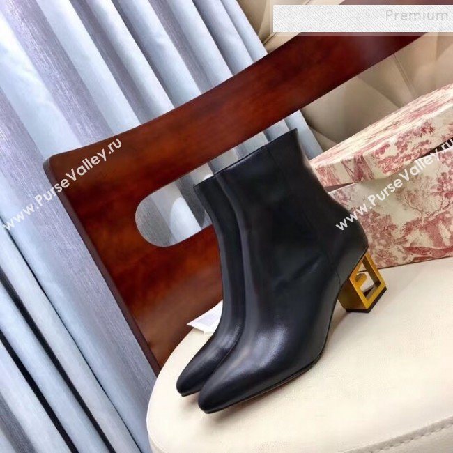 Givenchy Calfskin G Mid-Heel Short Boots Black/Gold 2019 (2-9102330)