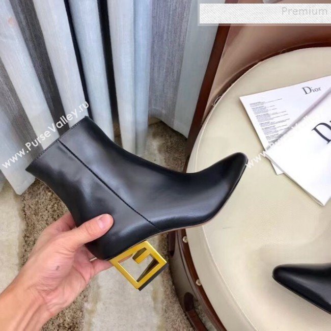 Givenchy Calfskin G Mid-Heel Short Boots Black/Gold 2019 (2-9102330)