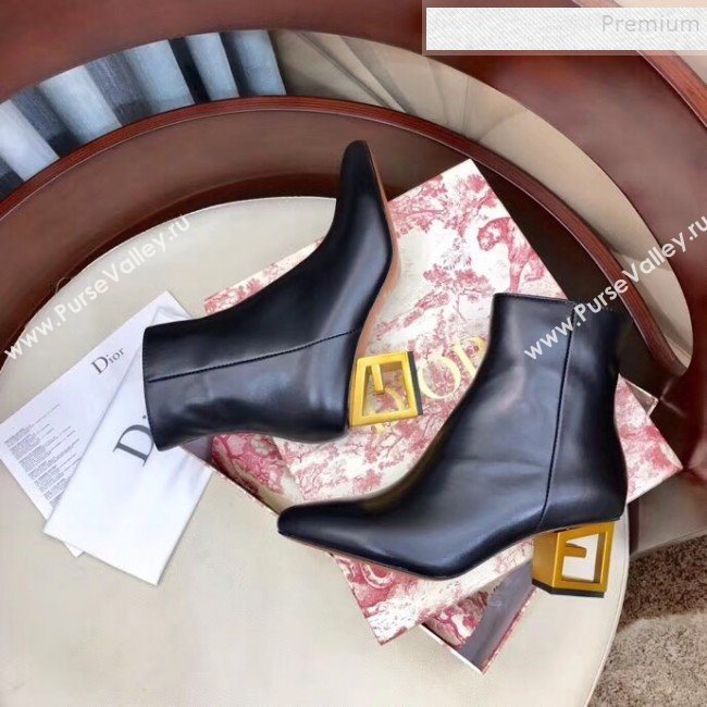 Givenchy Calfskin G Mid-Heel Short Boots Black/Gold 2019 (2-9102330)