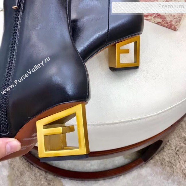 Givenchy Calfskin G Mid-Heel Short Boots Black/Gold 2019 (2-9102330)