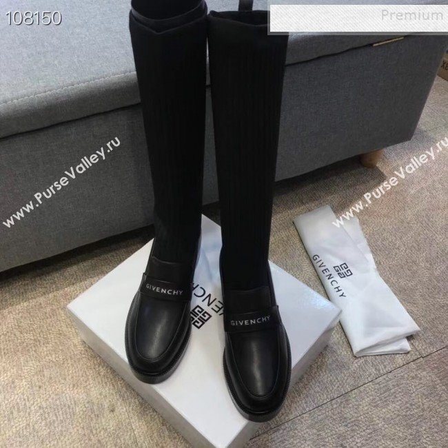 Givenchy Calfskin and Stretch Fabric High Boots Black 2019 (ZM-9102331)