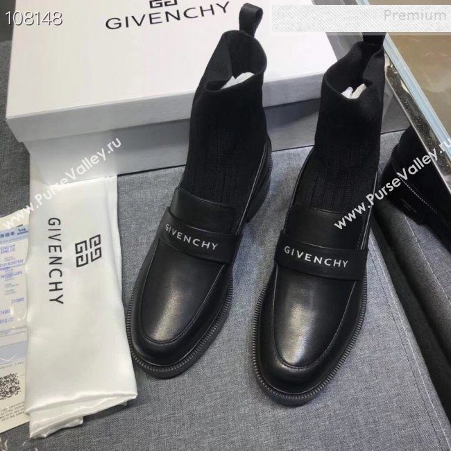 Givenchy Calfskin and Stretch Fabric Short Boots Black Leather 2019 (ZM-9102335)