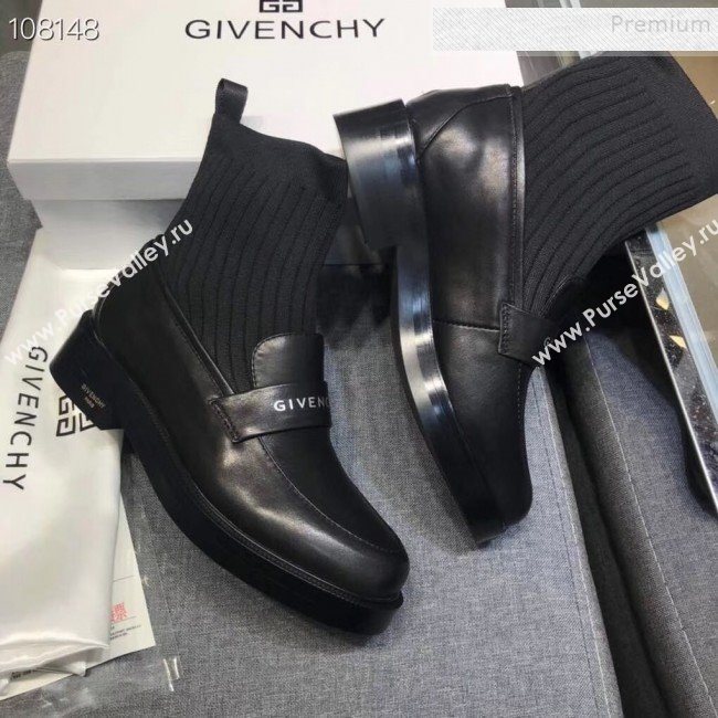 Givenchy Calfskin and Stretch Fabric Short Boots Black Leather 2019 (ZM-9102335)