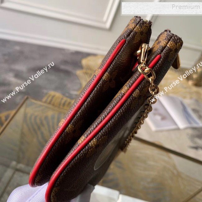 Louis Vuitton Monogram Canvas Print Double Zip Pochette Pouch with Chain M67561 2019 (FANG-9101427)