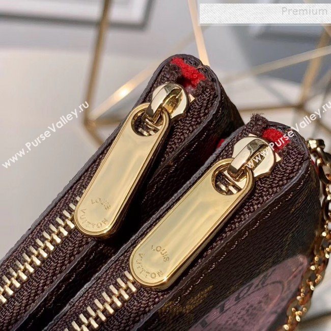 Louis Vuitton Monogram Canvas Print Double Zip Pochette Pouch with Chain M67561 2019 (FANG-9101427)