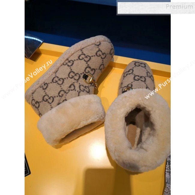 Gucci GG Wool Flat Short Boot 599017 Beige 2019 (For Women and Men) (MD-9101528)
