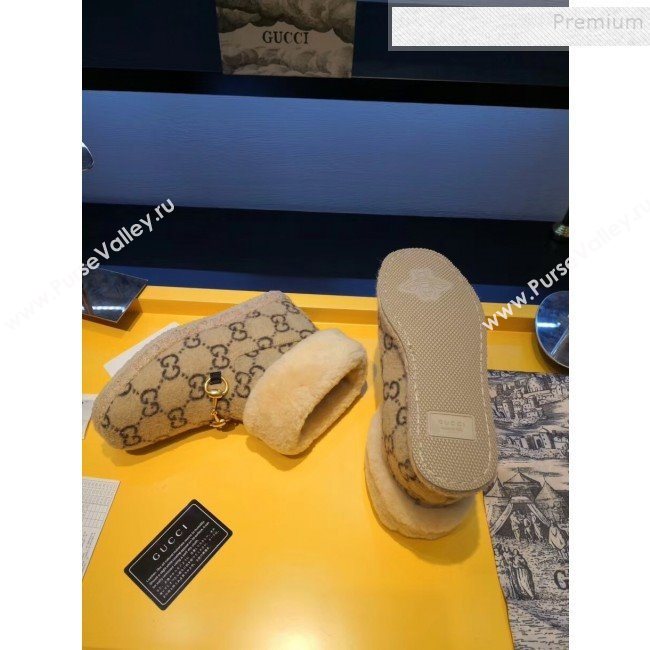 Gucci GG Wool Flat Short Boot 599017 Beige 2019 (For Women and Men) (MD-9101528)