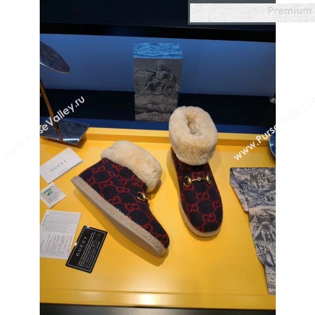 Gucci GG Wool Flat Short Boot 599017 Red/Blue 2019 (For Women and Men) (MD-9101529)