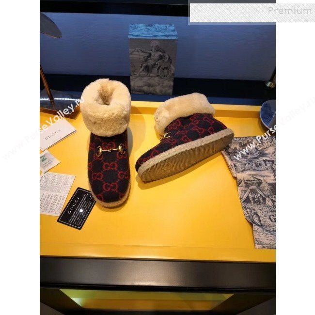 Gucci GG Wool Flat Short Boot 599017 Red/Blue 2019 (For Women and Men) (MD-9101529)