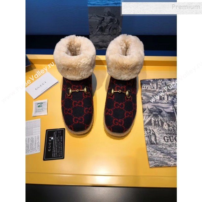 Gucci GG Wool Flat Short Boot 599017 Red/Blue 2019 (For Women and Men) (MD-9101529)