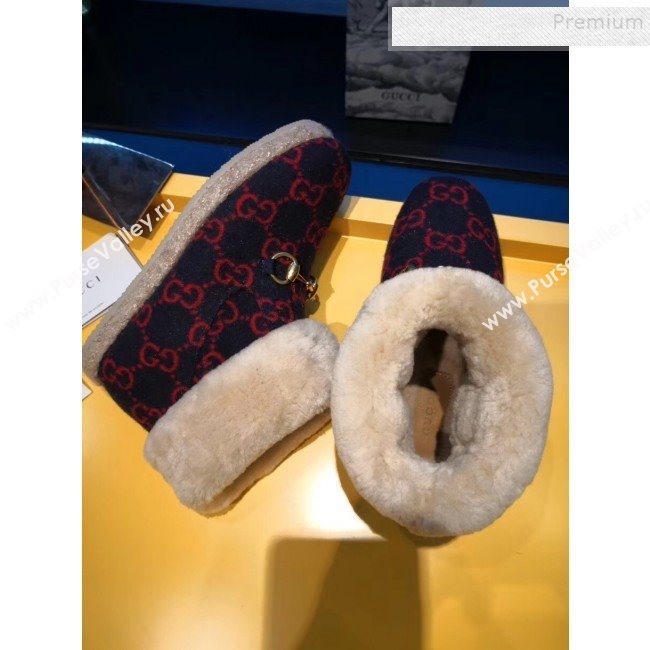 Gucci GG Wool Flat Short Boot 599017 Red/Blue 2019 (For Women and Men) (MD-9101529)