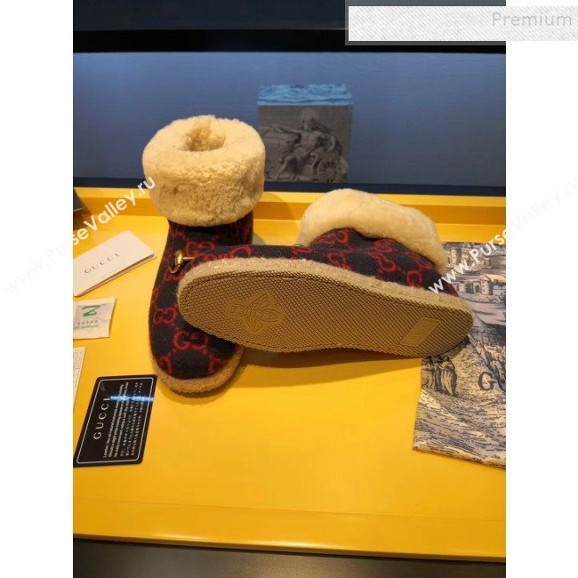 Gucci GG Wool Flat Short Boot 599017 Red/Blue 2019 (For Women and Men) (MD-9101529)