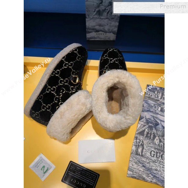 Gucci GG Wool Flat Short Boot 599017 Black 2019 (For Women and Men) (MD-9101530)