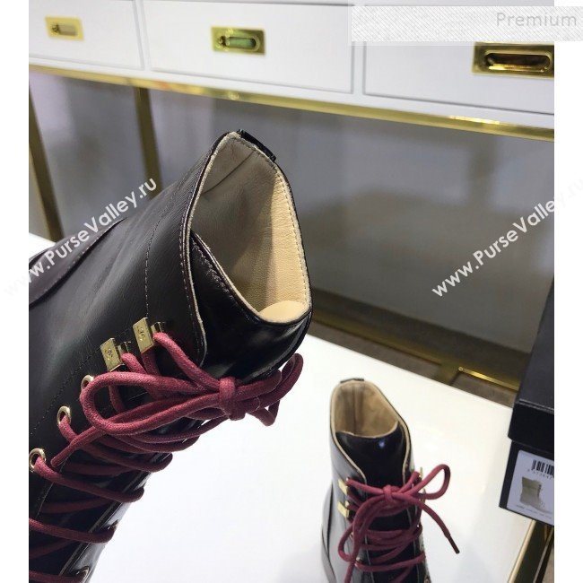 Chanel Calfskin Short Flat Lace-up Boots G34954 Black/Red 2019 (JINC-9101532)