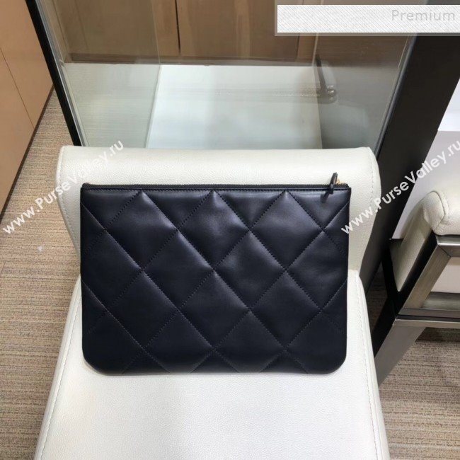 Chanel Quilted Lambskin 19 Pouch A86088 Black 2019 (SMJD-9101415)