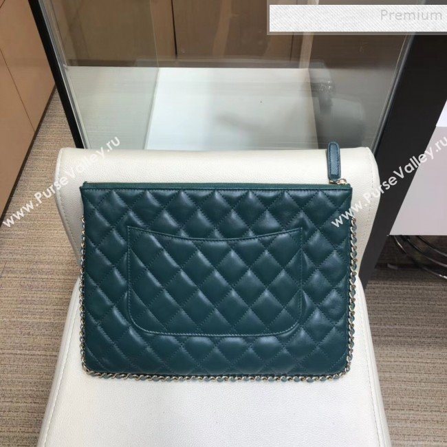 Chanel Quilted Lambskin Chain Trim Pouch AP0638 Green 2019 (SMJD-9101416)