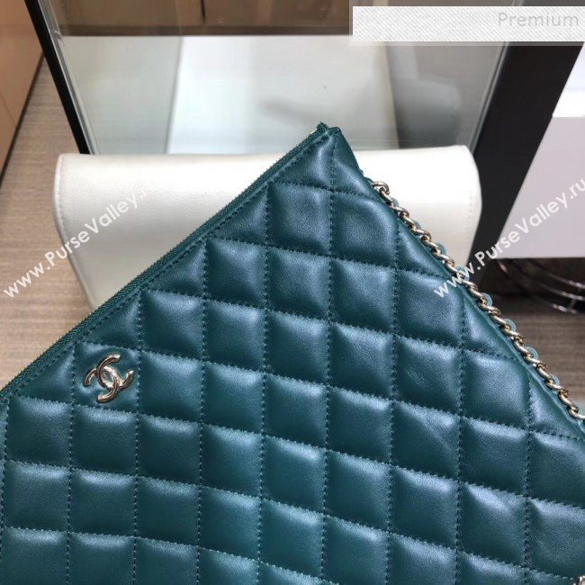 Chanel Quilted Lambskin Chain Trim Pouch AP0638 Green 2019 (SMJD-9101416)