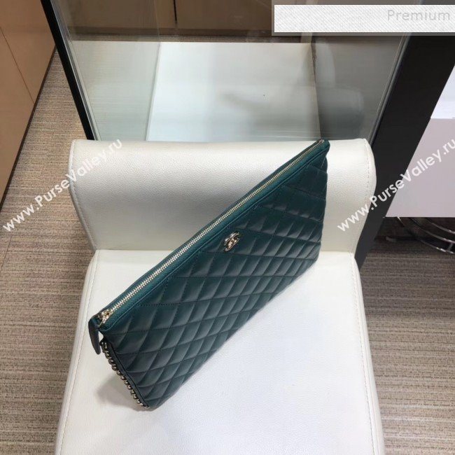 Chanel Quilted Lambskin Chain Trim Pouch AP0638 Green 2019 (SMJD-9101416)